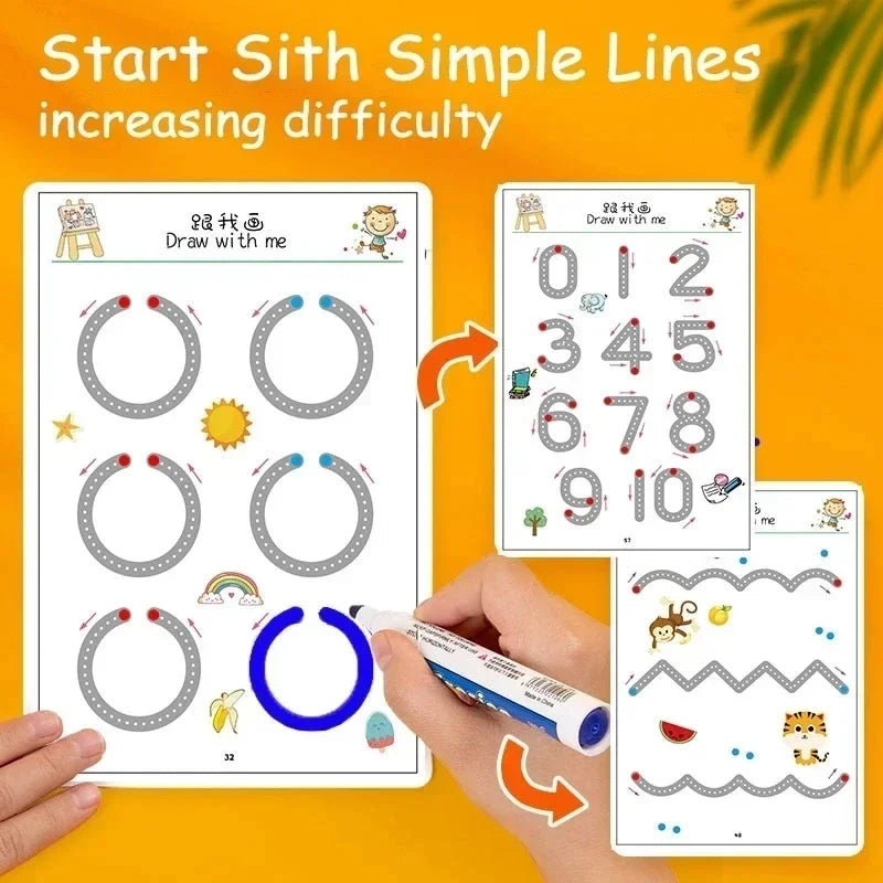Montessori Magical Tracing Workbook – Reusable Pen Control & Early Learning Activity Set for Toddlers