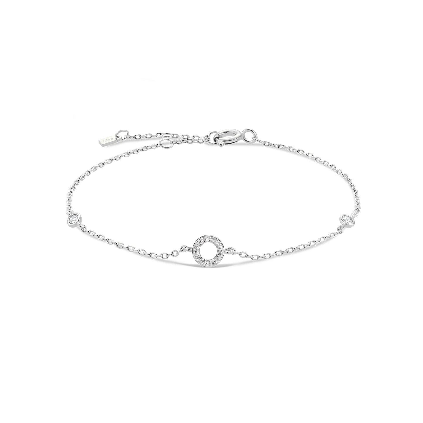 925 Sterling Silver Initial Letter Bracelet Gold CZ Zircon Alphabet Monogram