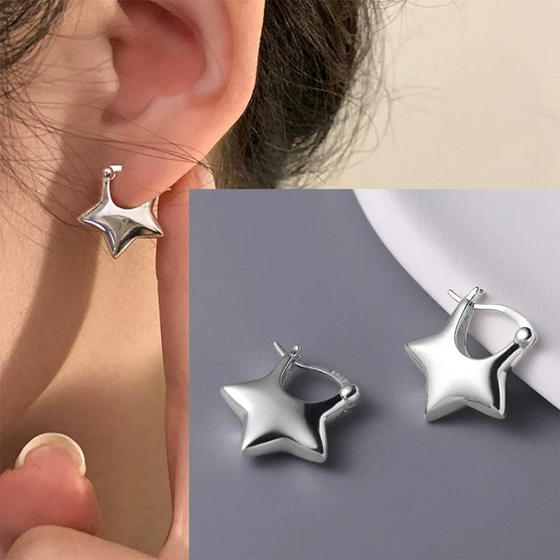 VENTFILLE 925 Sterling Silver Star Earring for Women Girl Personal Originality Trend Hip Hop Neutral Jewelry Gift Dropshipping