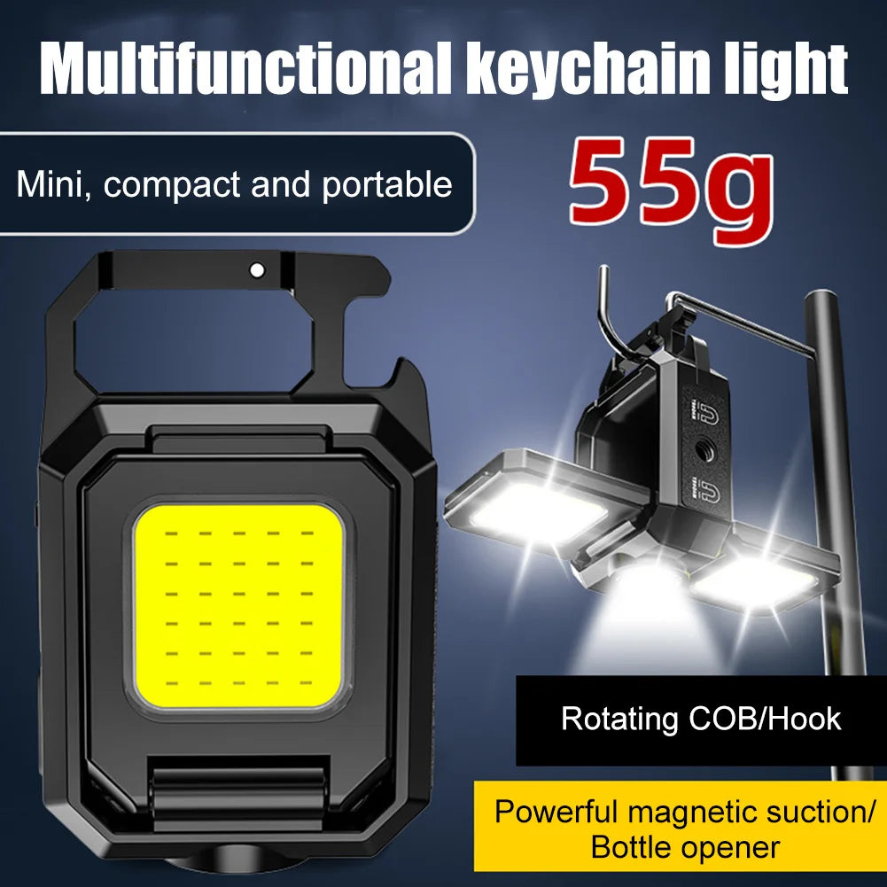 Mini Pocket Flashlight 1000LM COB LED Type-C Rechargeable Waterproof Work Light