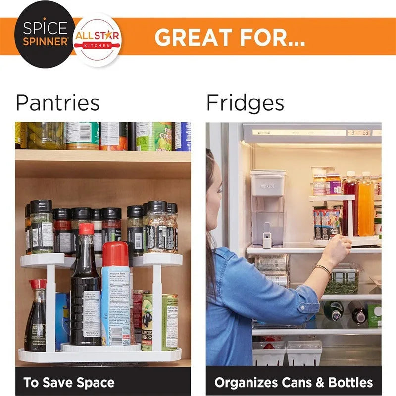 Rotating Spice Rack Organizer – Adjustable Kitchen Storage Spinner