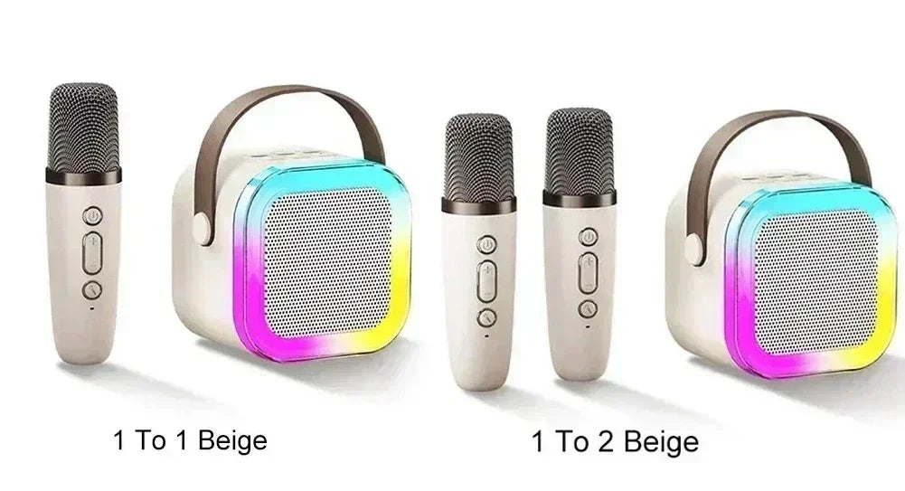 K12 Portable Mini Karaoke Machine Bluetooth Speaker with 1 or 2 Wireless Microphones