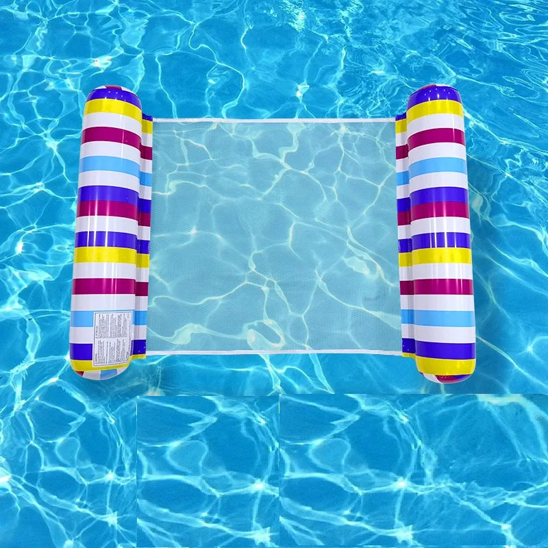 Inflatable Stripe Pool Hammock Lounge Chair | Floating Water Mattress