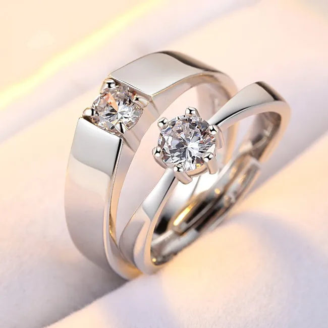 2Pcs 925 Sterling Silver Couples Ring Sets Light Polishing Simple Ring for Woman Man Classic Wedding Fine Jewelry Circle