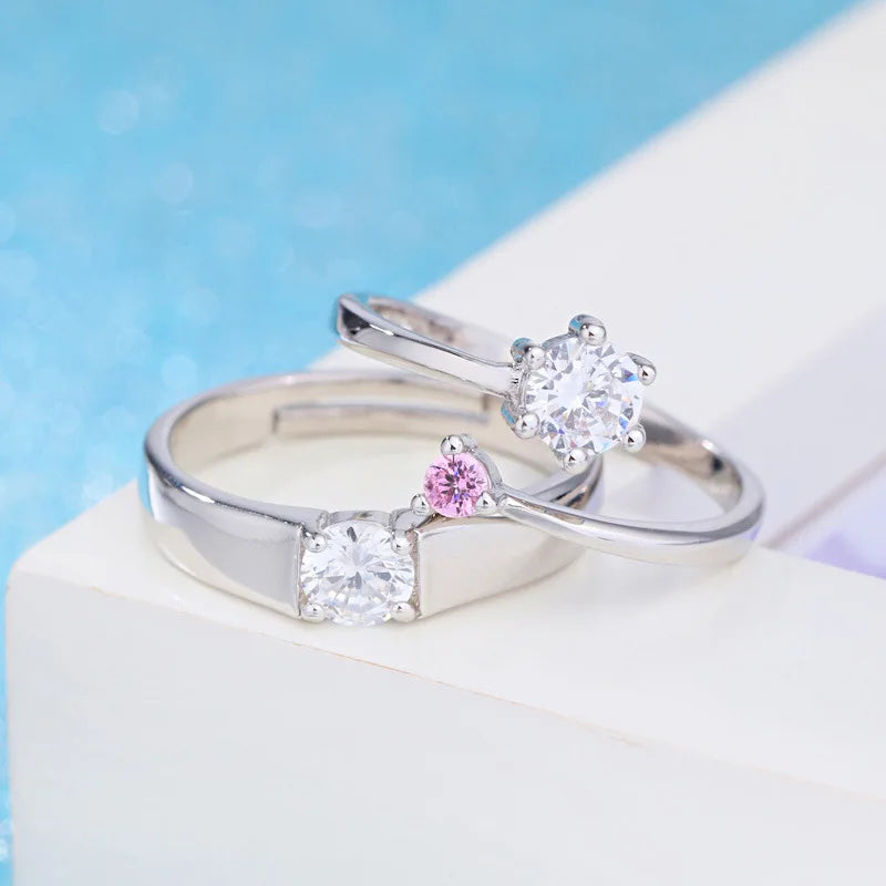 2Pcs 925 Sterling Silver Couples Ring Sets Light Polishing Simple Ring for Woman Man Classic Wedding Fine Jewelry Circle