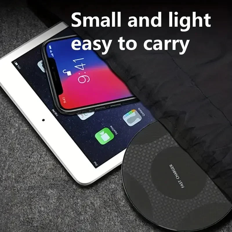Ultra-Thin Wireless Charger Pad Stand – Fast Charging Dock for iPhone 15/14/13/12/11, Samsung & Xiaomi