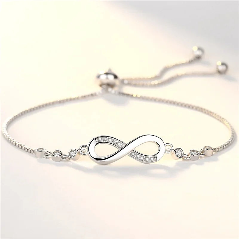 925 Sterling Silver Crystal Adjustable Knot Bracelet