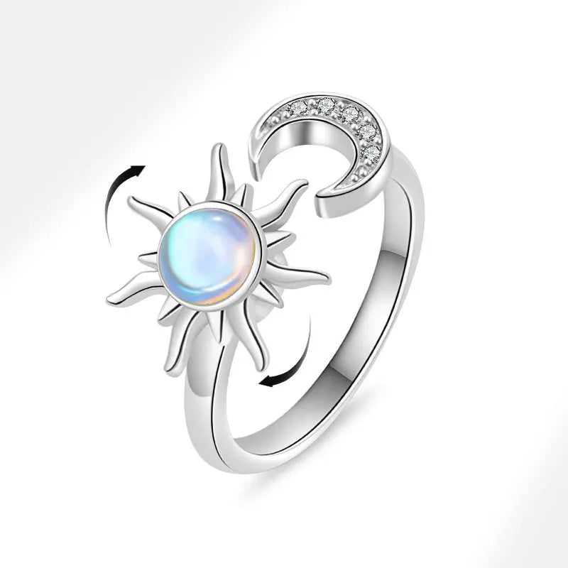 925 Sterling Silver Rotatable Sunflower Ring