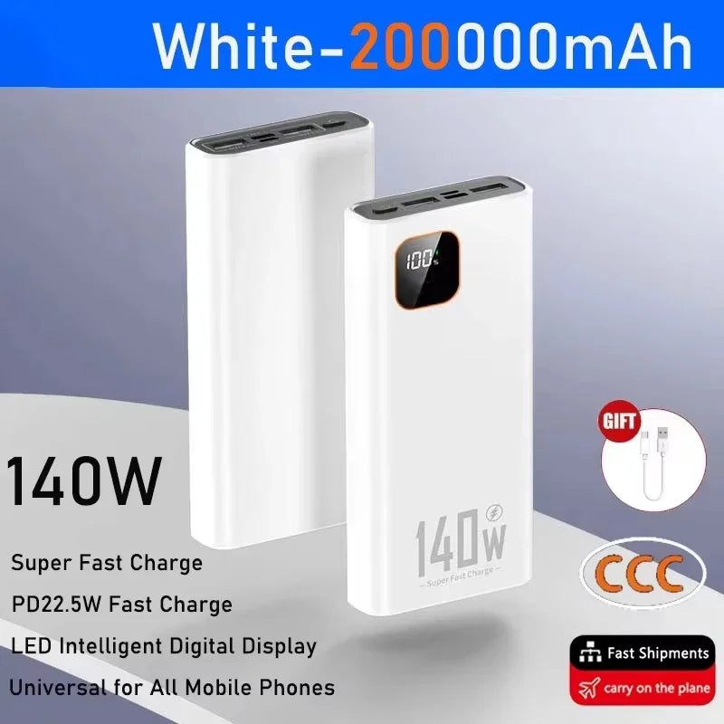 140W Super Fast Charging Power Bank – High Capacity Portable Battery for iPhone, Samsung & More