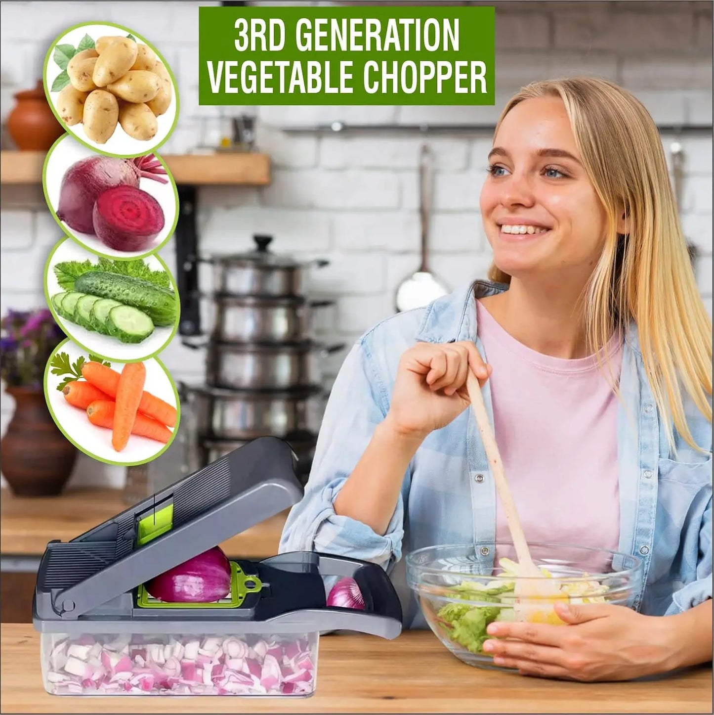 16-in-1 Multifunctional Vegetable Chopper | 8-Blade Professional Kitchen System