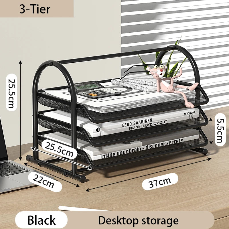 Mesh Paper Organizer Office Desk File Storage Trays Desktop Accessories Holder