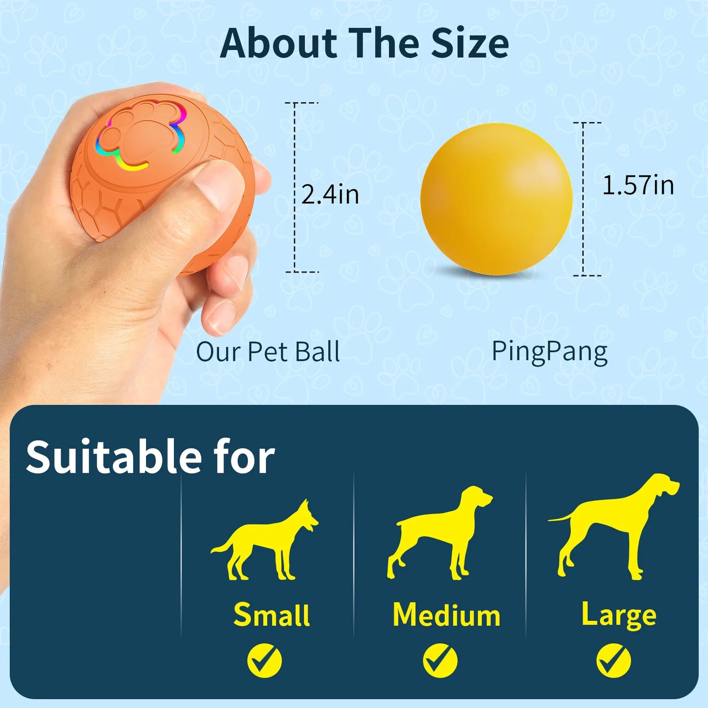 Smart Interactive Dog Toy Ball – USB Rechargeable Automatic Bouncing LED Pet Toy for Dogs & Cats