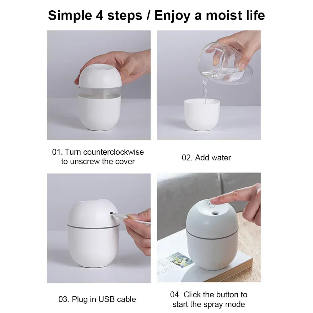 Portable USB Mini Humidifier with LED Light