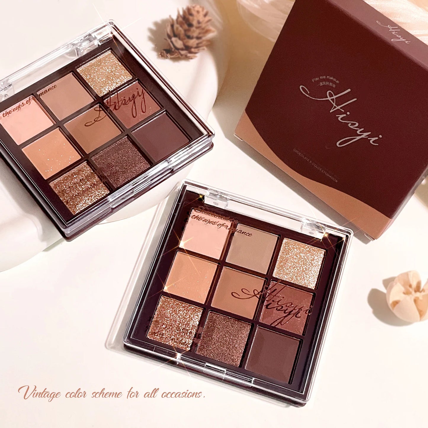 9 Color Mocha Chocolate Eyeshadow Palette Matte Shimmer Neutral Nude Makeup