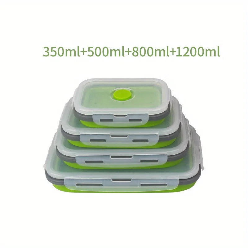 Collapsible Silicone Food Storage Containers – Foldable Lunch Box Set