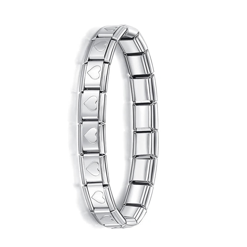 Italian Elastic Stainless Steel Charm Bracelet 9mm
