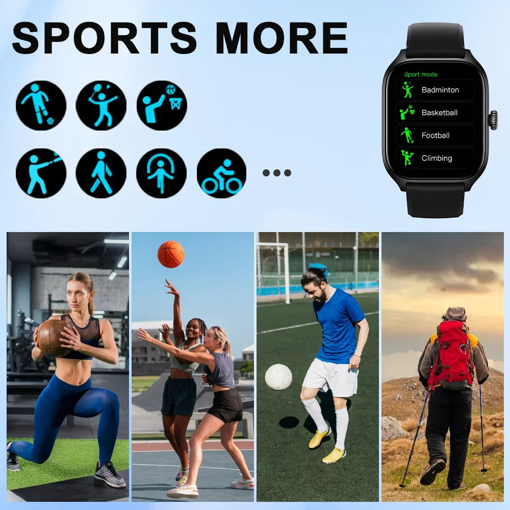 2.01 inch HD Touch Screen Smart Watch with Bluetooth Call & Fitness Tracker