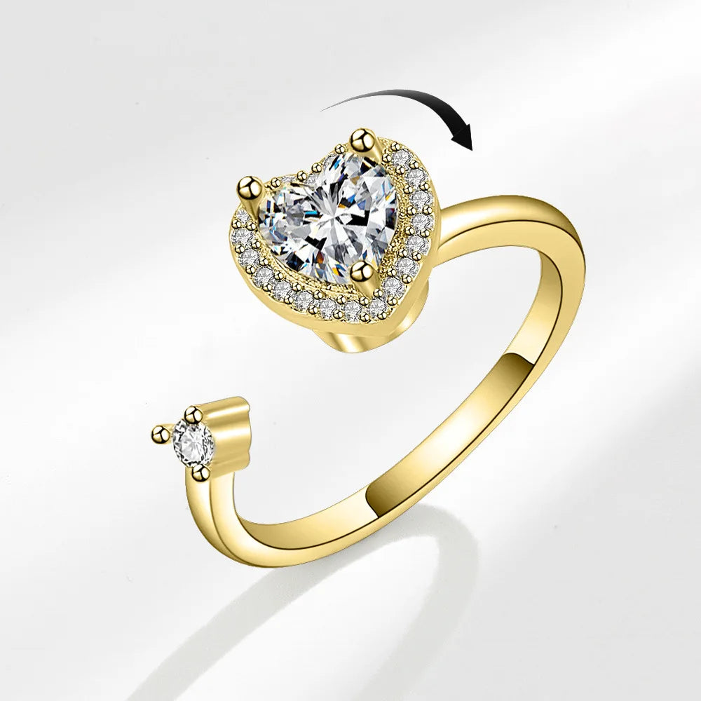 925 Sterling Silver Rotatable Sunflower Ring
