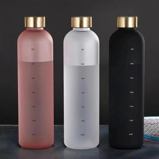1-Liter Motivational Water Bottle | Sports Bottle with Time Markers & Stickers