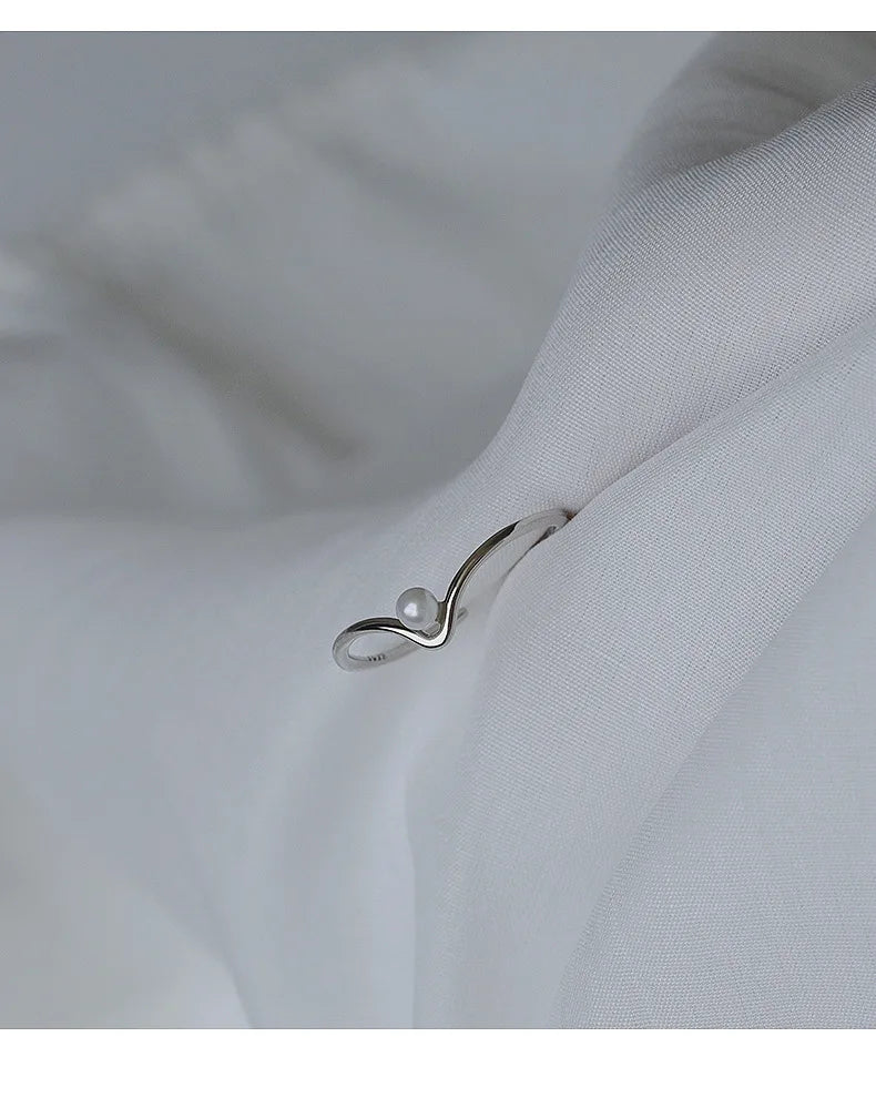 925 Sterling Silver Pearl Smile Adjustable Ring