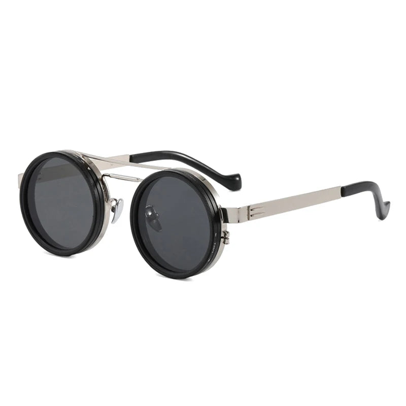 SHAUNA Retro Metal Round Punk ND9-level Adjustable Dimming Sunglasses Women Polarized UV400 Fashion Men Outdoor Sun Glasses