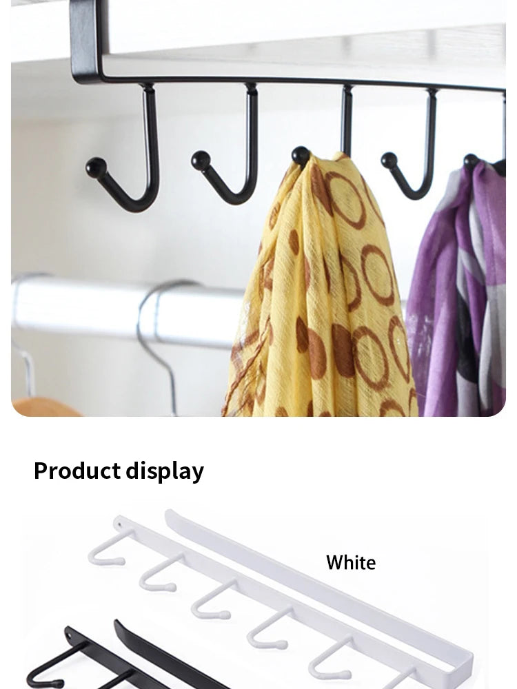 Under Cabinet Kitchen Storage Rack 6 Hooks Mug Cup Holder Hanging Organizer