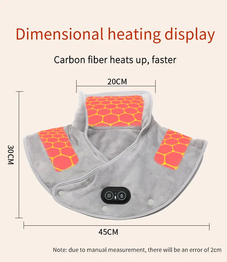 Electric Heating Pad Neck Shoulder Wrap Vibration Massager Thermal Brace Shawl