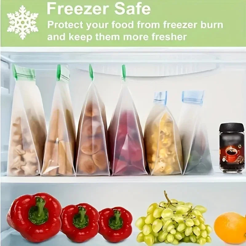 3-Pack Reusable Silicone Food Pouches | Leakproof Freezer & Storage Bags