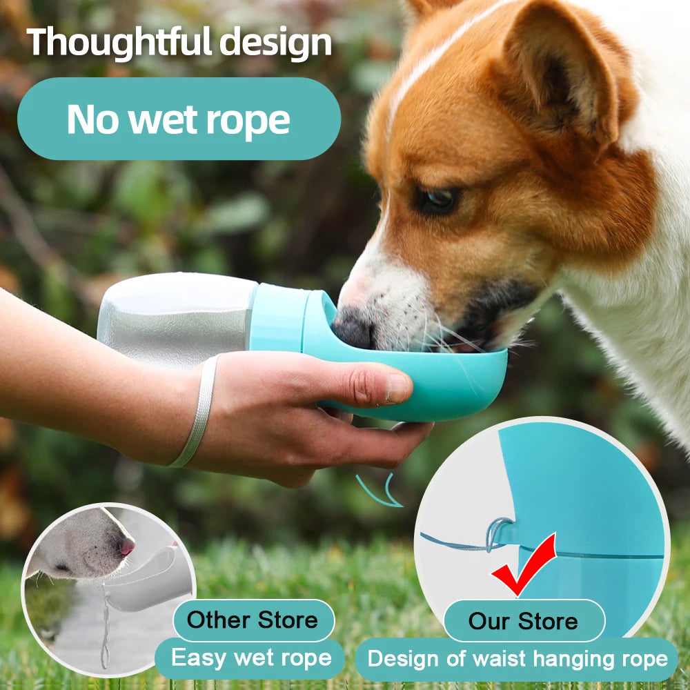Portable Dog Water Bottle with Bowl – 300ml/500ml Pet Travel Water Dispenser for Dogs & Cats 🐶🐱