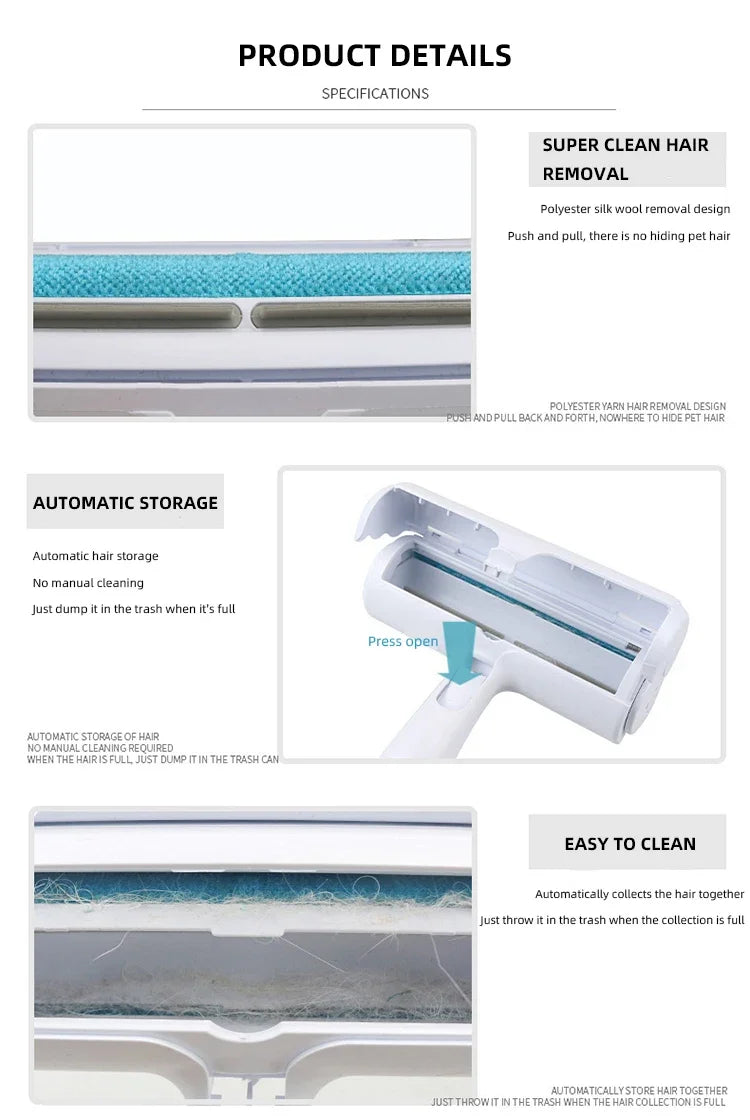 Pet Hair Remover Roller – Self-Cleaning Dog & Cat Fur Remover for Furniture, Clothes & Car Seats