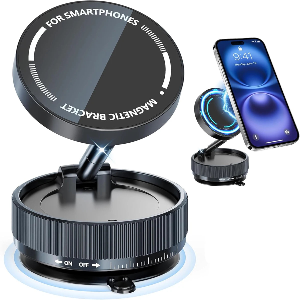 MagSafe Magnetic Suction Cup Car Phone Holder – 360° Adjustable Foldable Mini Phone Mount for iPhone