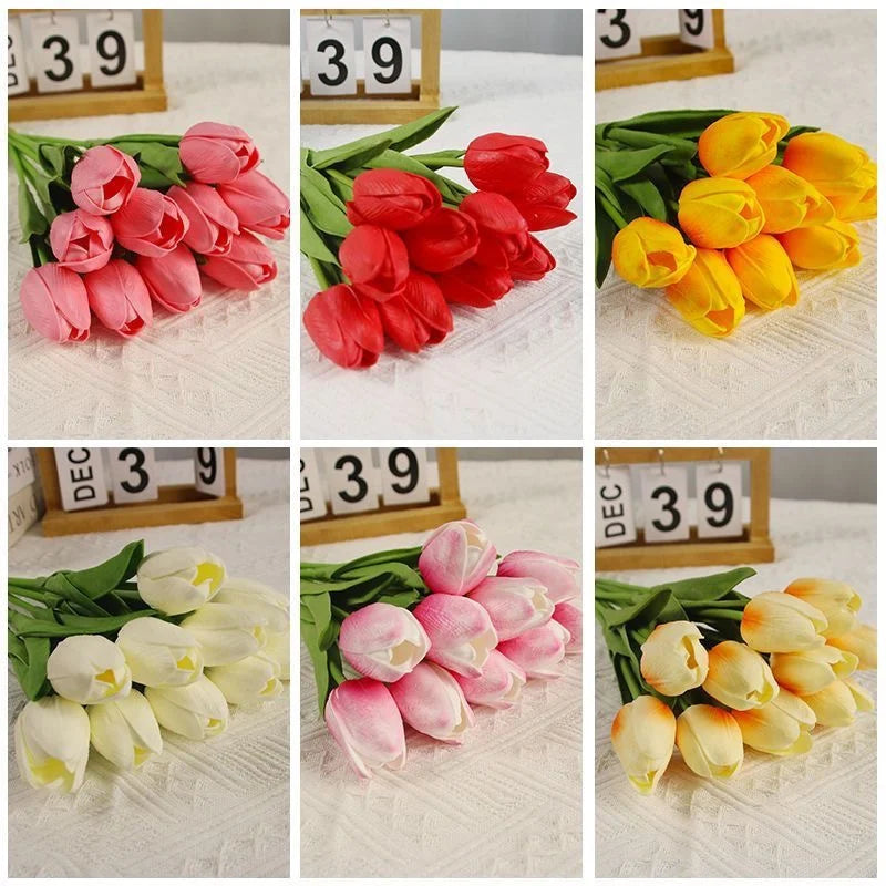 Real Touch Artificial Tulips Fake Flower Bouquet Home Wedding Table Decoration
