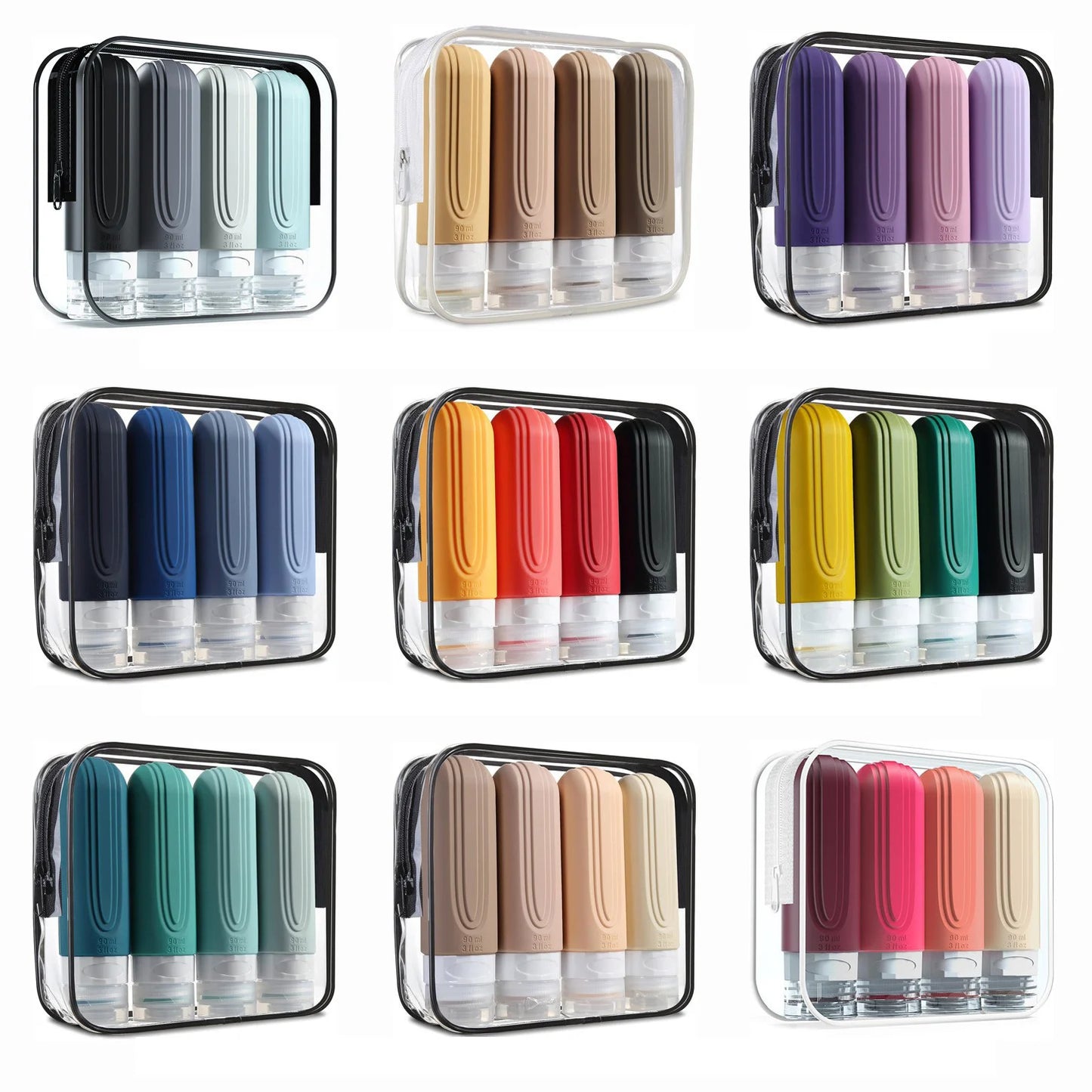 TSA Approved Travel Bottles Set – Leakproof Silicone Refillable Toiletry Containers (3oz)