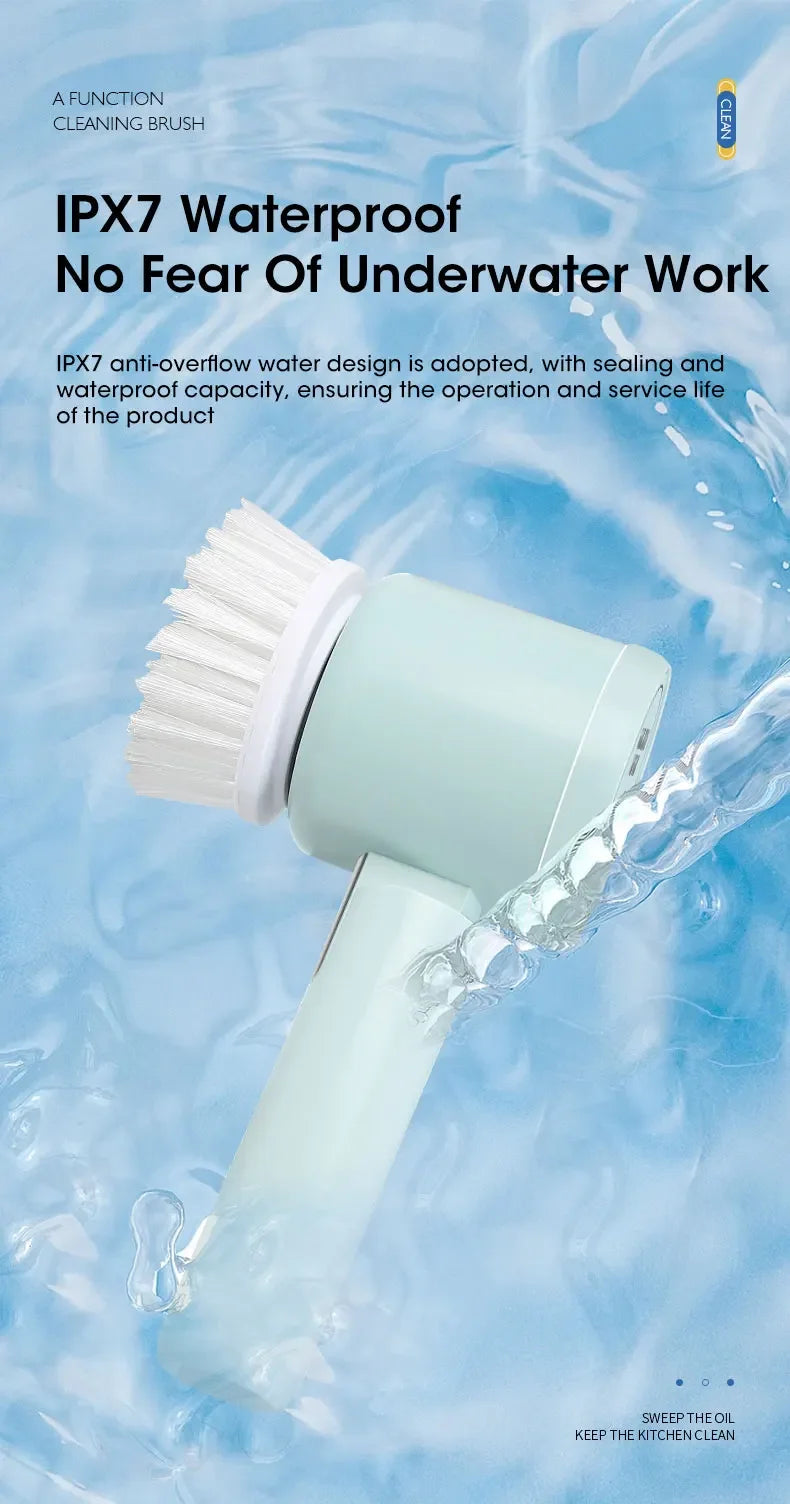2025 Cordless Electric Spin Scrubber with 5 Brushes,IPX7 Waterproof Rechargeable Bathroom Cleaner for Tile/Shower/Grout Cleaning