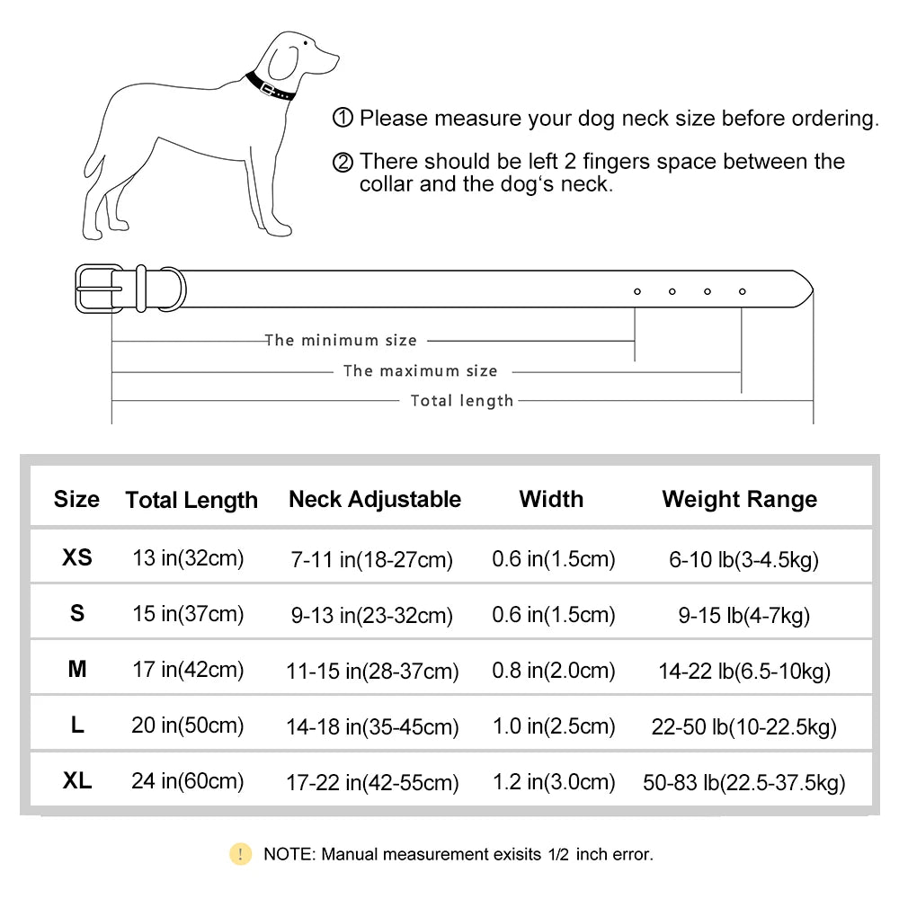 Customized PU Leather Dog Collar – Soft Padded Adjustable Name Engraved Collar
