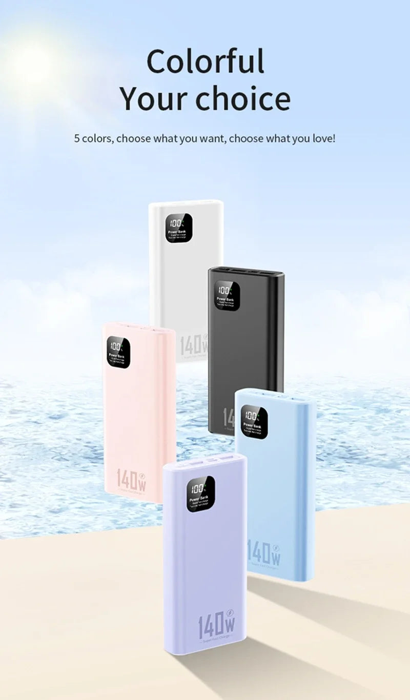 140W Super Fast Charging Power Bank – High Capacity Portable Battery for iPhone, Samsung & More