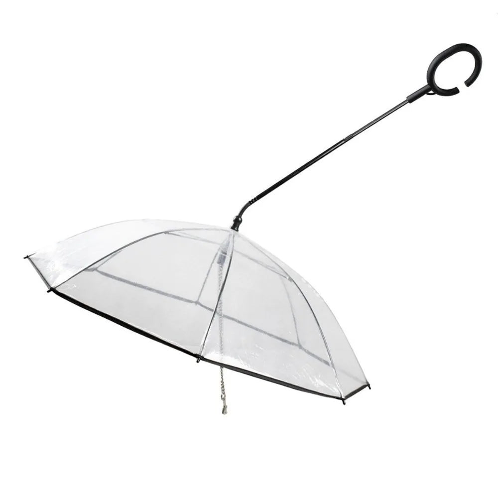 Clear Dog Umbrella with Leash – Adjustable Rainproof Pet Poncho for Rain & Snow