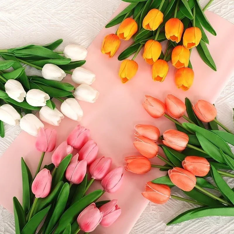 Real Touch Artificial Tulips Fake Flower Bouquet Home Wedding Table Decoration