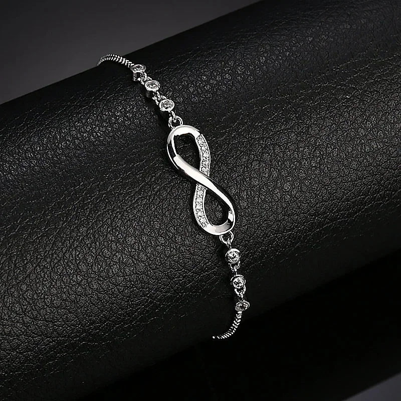 925 Sterling Silver Crystal Adjustable Knot Bracelet