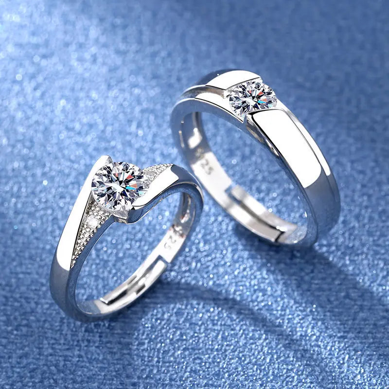 2Pcs 925 Sterling Silver Couples Ring Sets Light Polishing Simple Ring for Woman Man Classic Wedding Fine Jewelry Circle
