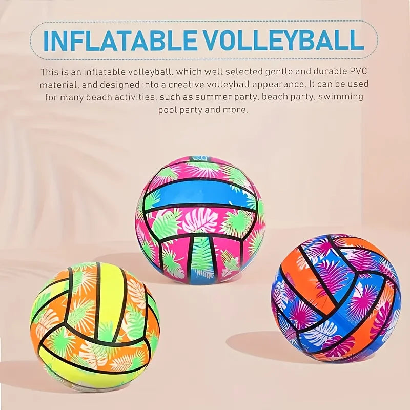 4-Pack Inflatable Tropical Leaf Beach Volleyballs | Summer Pool Toys
