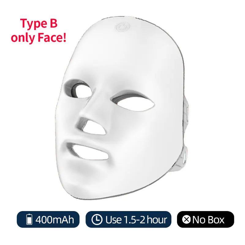 Wireless 7 Colors LED Face and Neck Mask Photon Light Therapy Machine for Skin Rejuvenation