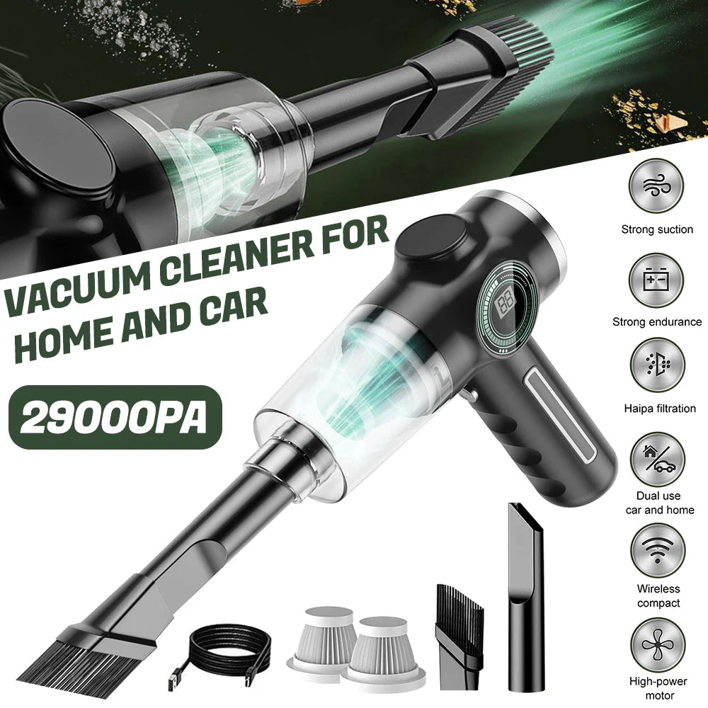 29000Pa Ultra-High Suction Mini Vacuum | 120W Wireless Handheld with Smart LCD Display