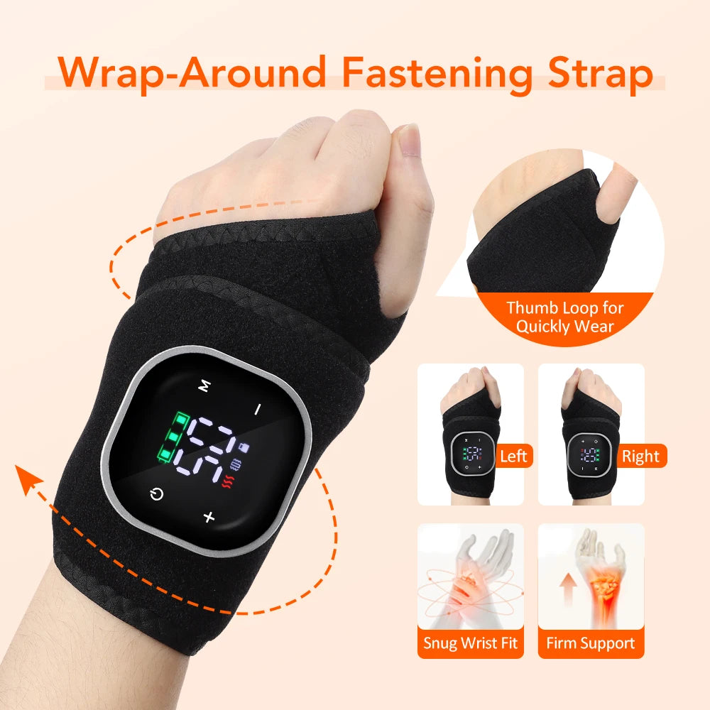 Red Light Therapy Wrist Massager Electric Infrared Heating Pad Vibration Wrap