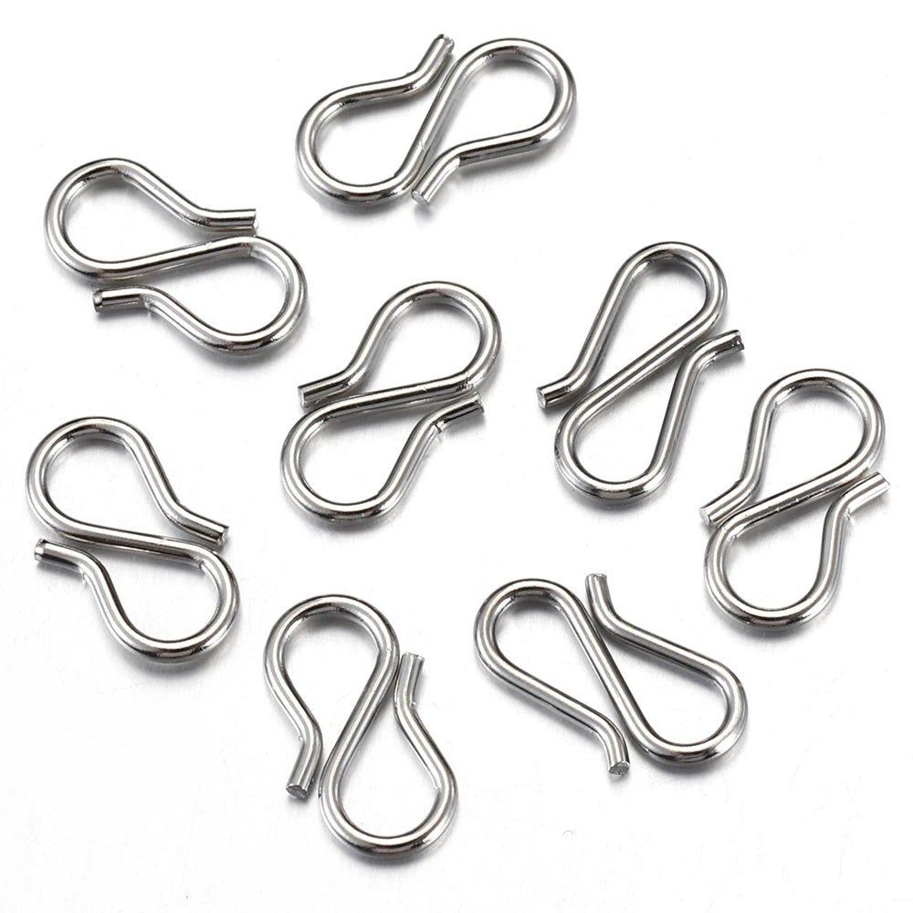 20Pcs Stainless Steel Gold S Hook Clasps DIY Necklace Bracelet Connectors