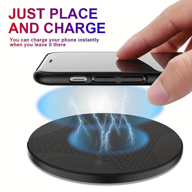 Ultra-Thin Wireless Charger Pad Stand – Fast Charging Dock for iPhone 15/14/13/12/11, Samsung & Xiaomi