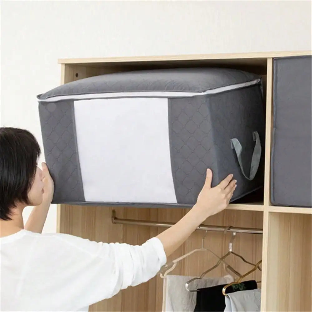 Foldable Large Capacity Storage Bag | Reinforced Handle Quilt & Bedding Organizer