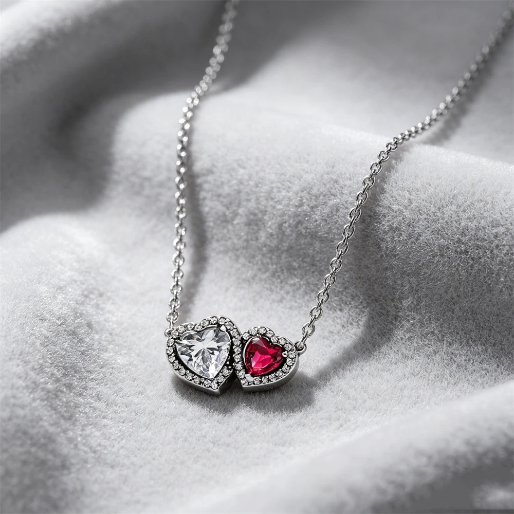 925 Sterling Silver Colorful Heart Necklace 2026