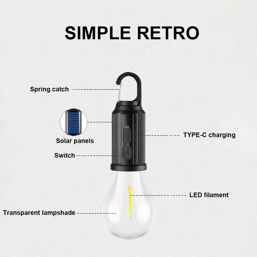 Solar Powered LED Camping Lantern | Waterproof BBQ & Tent Atmosphere Light
