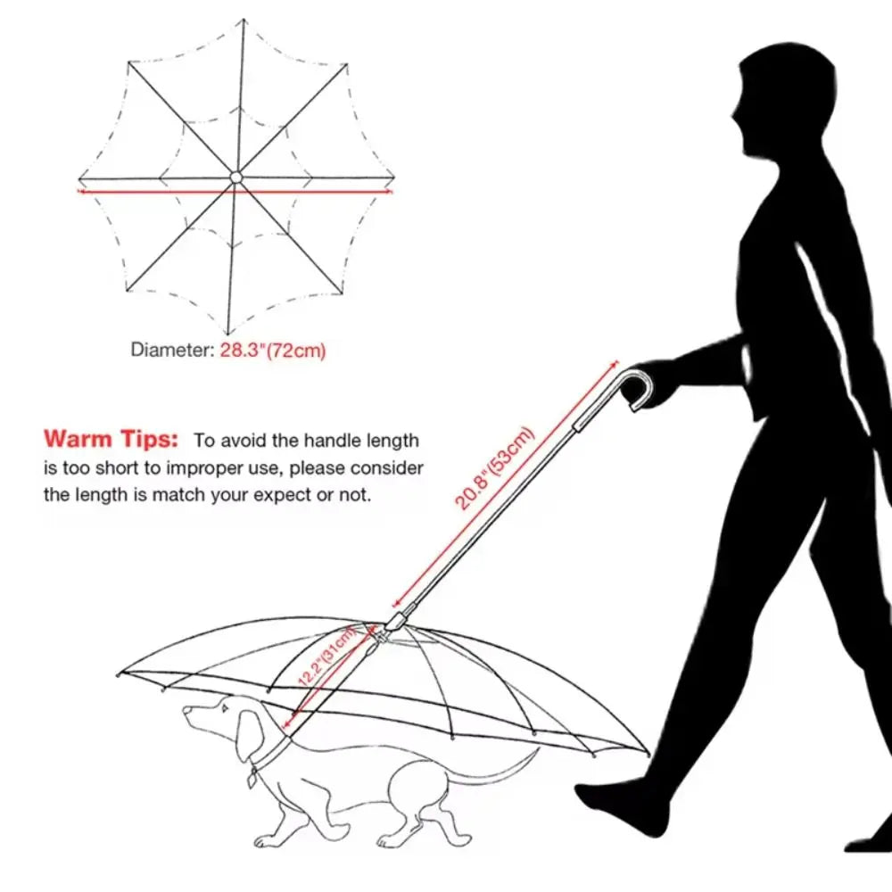 Clear Dog Umbrella with Leash – Adjustable Rainproof Pet Poncho for Rain & Snow